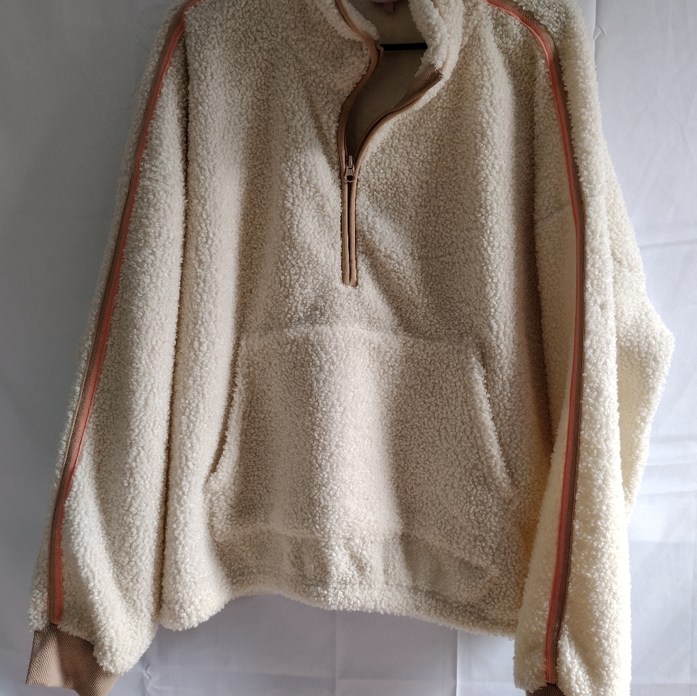 Jadelynn Brooke Cream Tan Cozy Zip Up Sweater